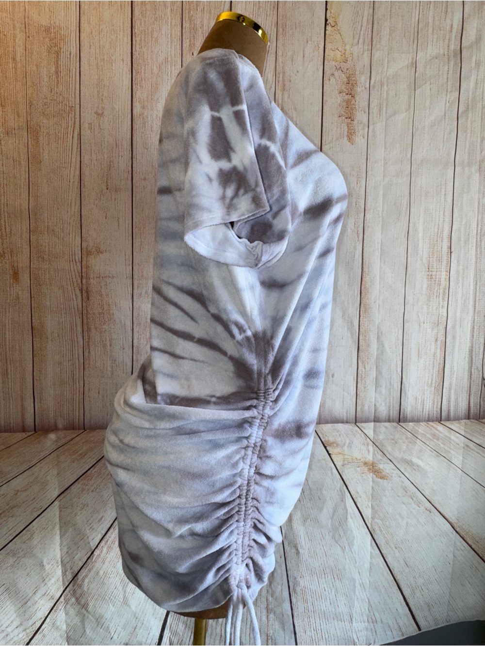 PINK Victoria's Secret Blue & Gray Tie-Dye Side-Ruched Terry clothSwim Cover-Up - Picture 5 of 9